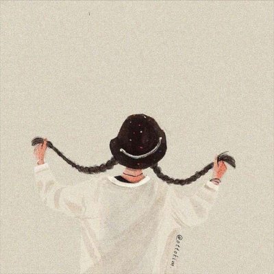 头像女生背影卡通手绘图片