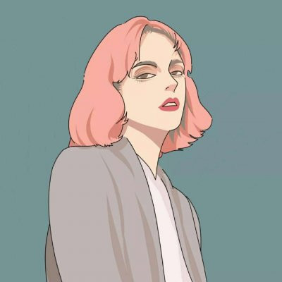 手绘漫画短发女生头像