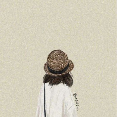 头像女生背影卡通手绘图片