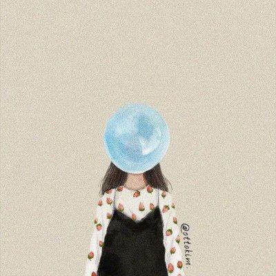 头像女生背影卡通手绘图片