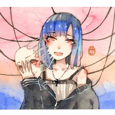 女生头像水彩手绘酷味图片