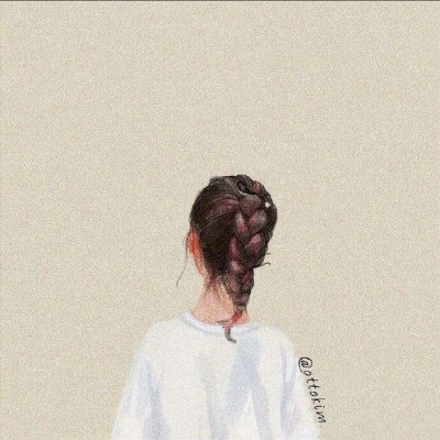 头像女生背影卡通手绘图片