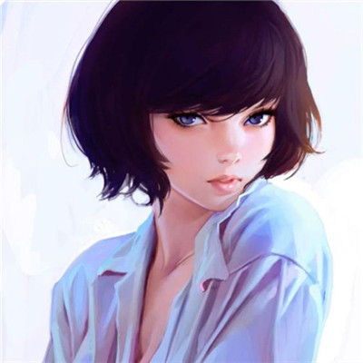 手绘漫画短发女生头像