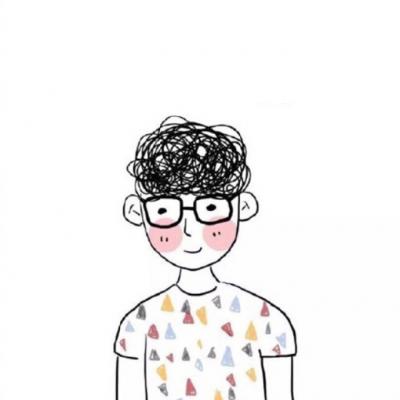 黑白简约手绘情头一男一女图片