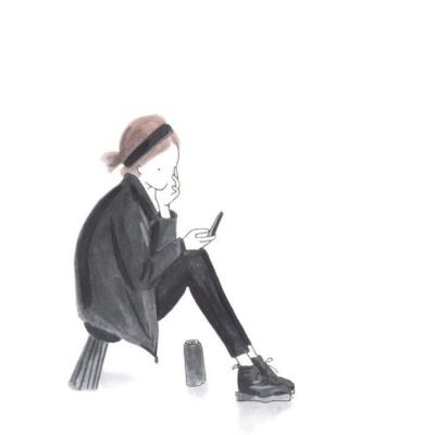 黑白简约手绘情头一男一女图片