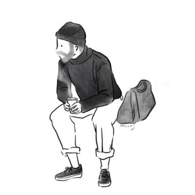 黑白简约手绘情头一男一女图片