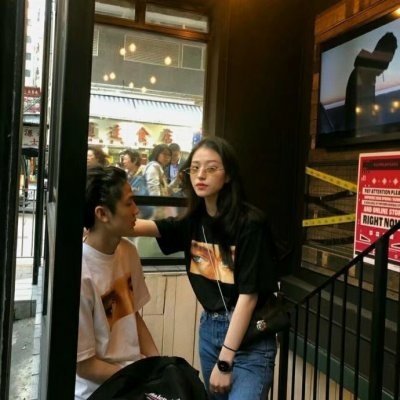 韩版真人情头一对两张双人图片