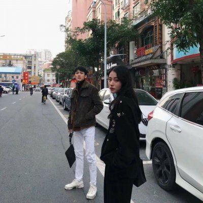 韩版真人情头一对两张双人图片