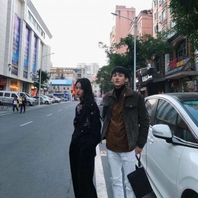 韩版真人情头一对两张双人图片