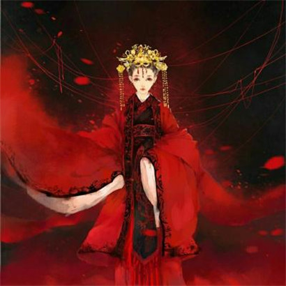 古风情侣头像红衣手绘一对动漫图片