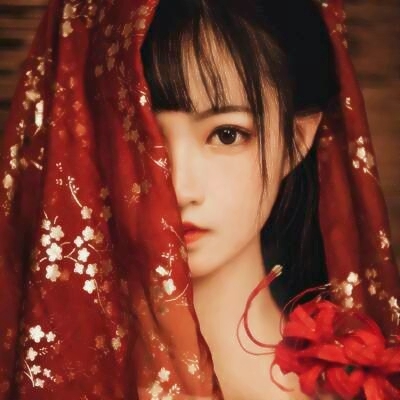 女生红色古风头像超仙