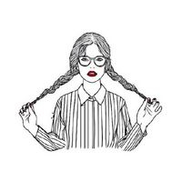 头像简约手绘少女图片