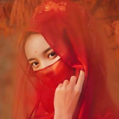 女生红色古风头像超仙