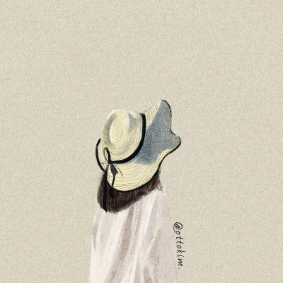 手绘文艺风背影女生头像图片