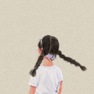 手绘文艺风背影女生头像图片