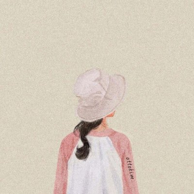 手绘文艺风背影女生头像图片