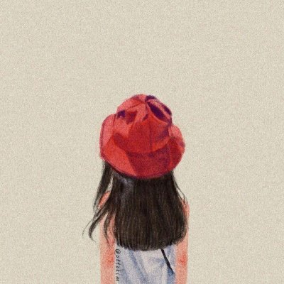 手绘文艺风背影女生头像图片