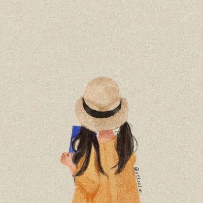 手绘文艺风背影女生头像图片