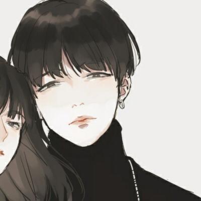 情头一男一女分开两张卡通二次元高清图片