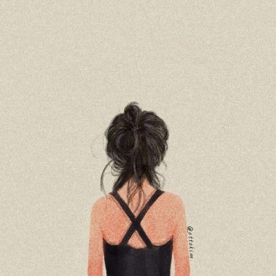 手绘文艺风背影女生头像图片