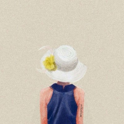 手绘文艺风背影女生头像图片