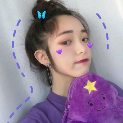 紫色系女生头像真人背景图片