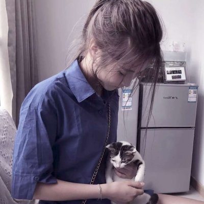 唯美女生抱猫头像