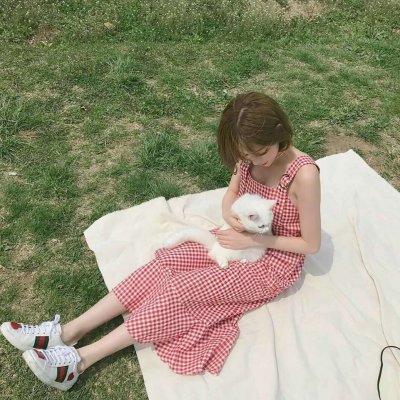 唯美女生抱猫头像