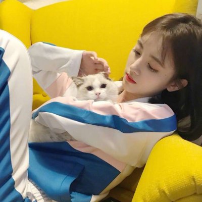 唯美女生抱猫头像