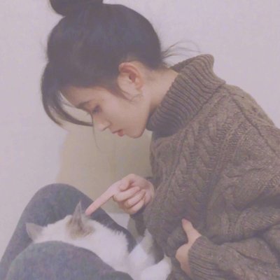 唯美女生抱猫头像