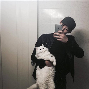 男生的头像抱小猫咪