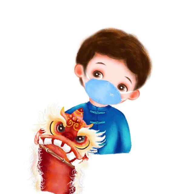 过年卡通戴口罩头像