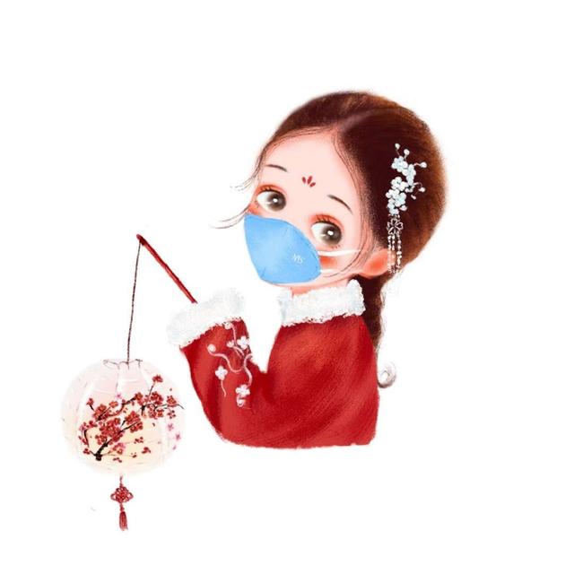过年卡通戴口罩头像