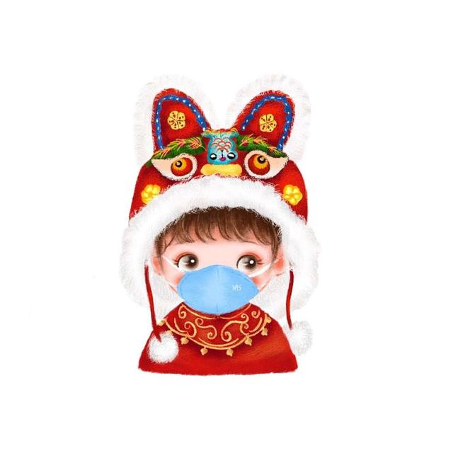 过年卡通戴口罩头像