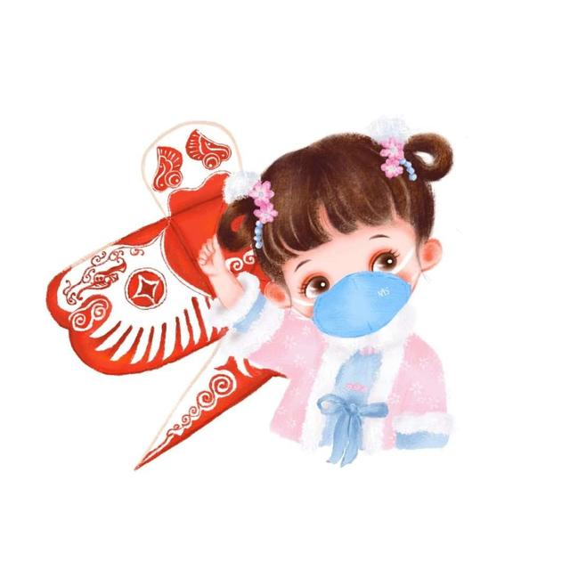 过年卡通戴口罩头像