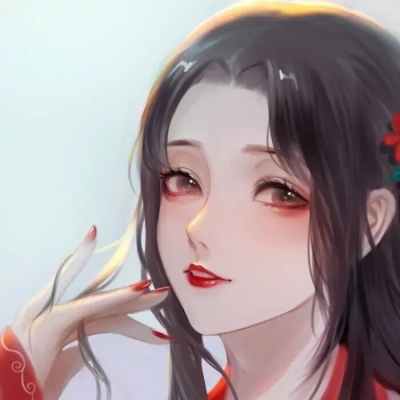 唯美高清女生动漫头像红色图片