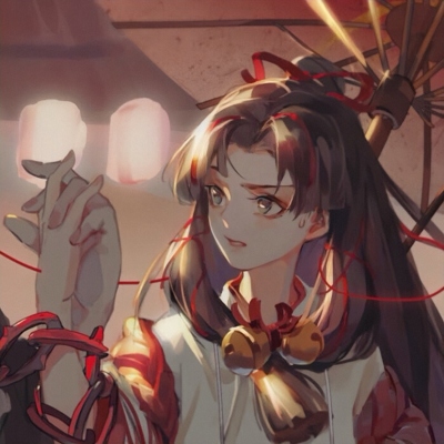 唯美高清女生动漫头像红色图片
