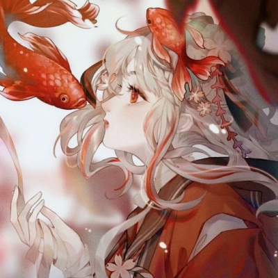 唯美高清女生动漫头像红色图片