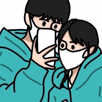 手绘插画情侣头像
