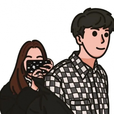 手绘插画情侣头像