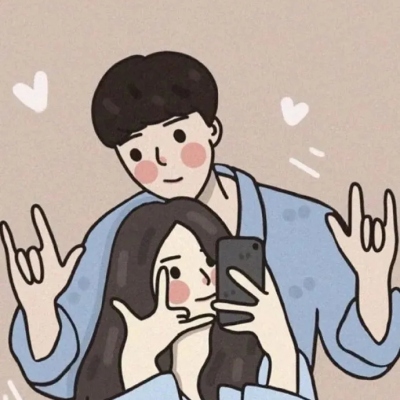 手绘插画情侣头像