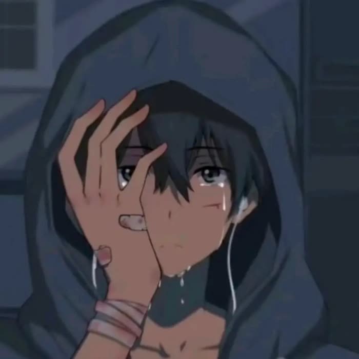 流泪伤感男生漫画头像图片