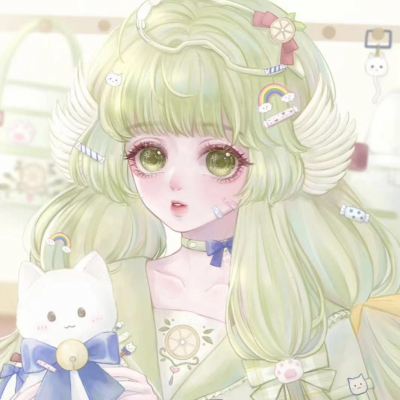 清新绿色系卡通头像女