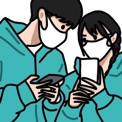 手绘插画情侣头像