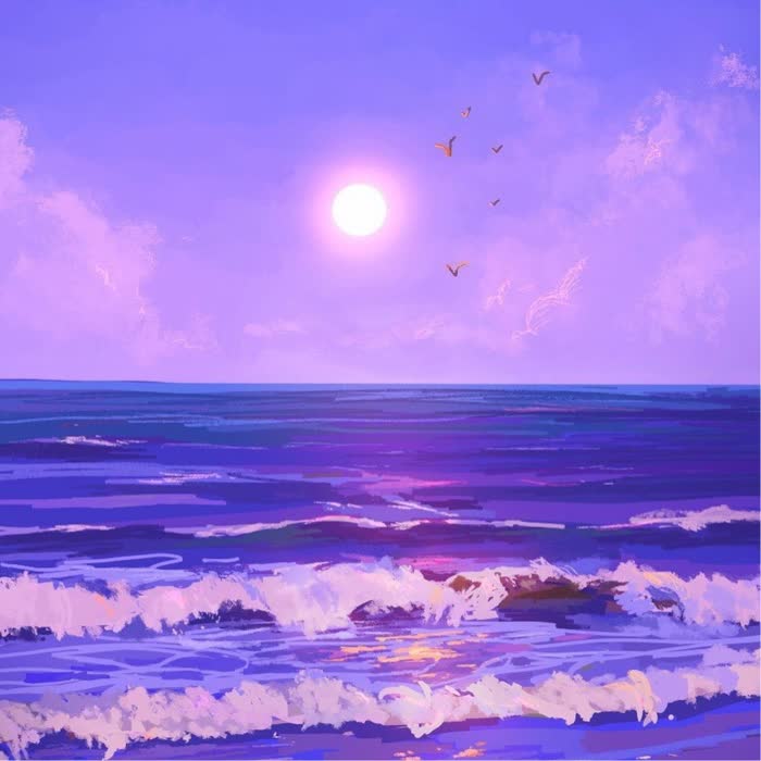 梦幻紫色海边风景头像图片