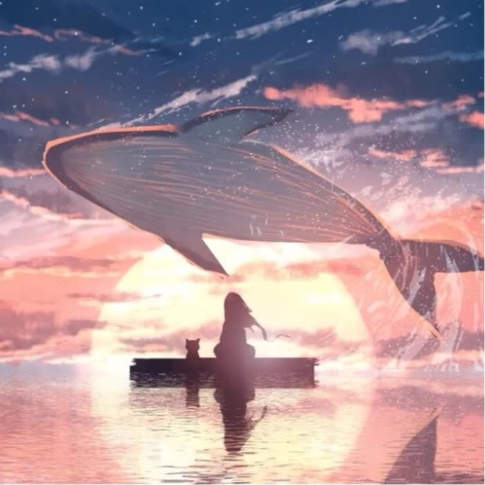 唯美梦幻鲸落夕阳头像图片