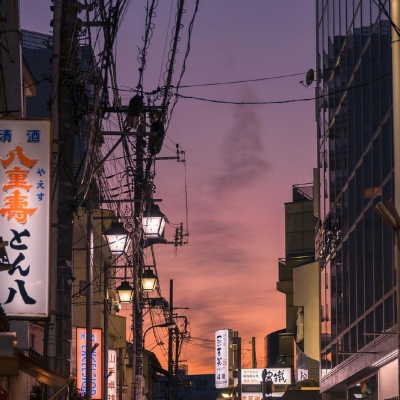 日系城市风景背景头像图片