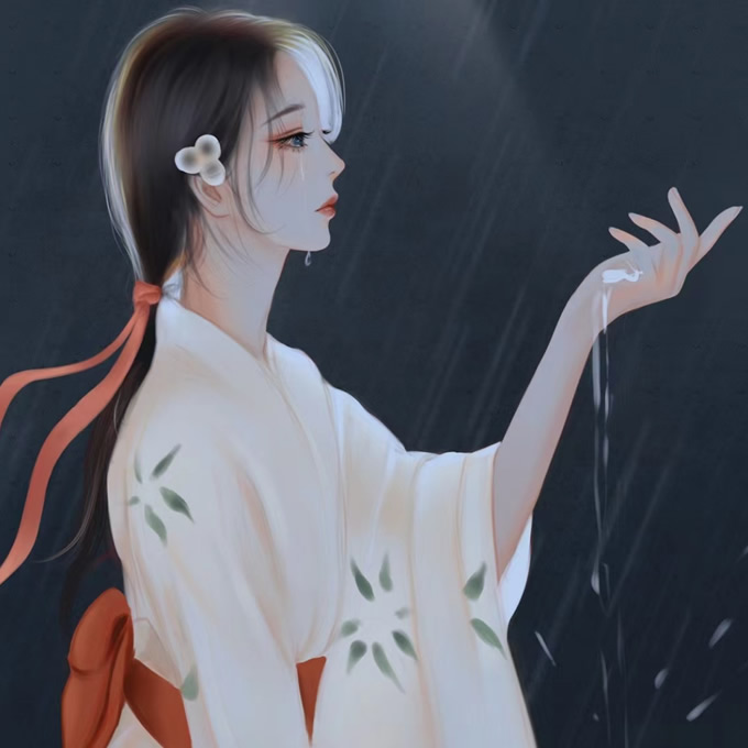 手绘伤感流泪女生头像图片