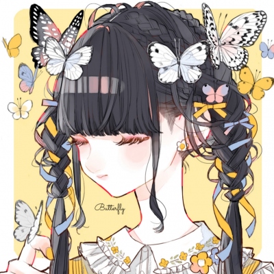超酷侧脸插画女生动漫头像图片
