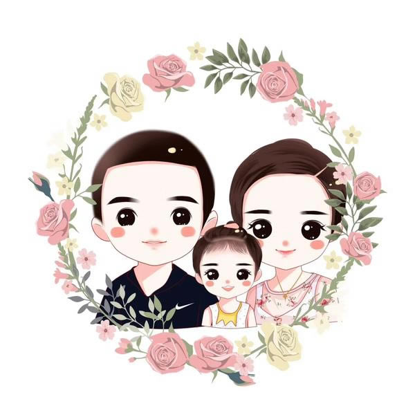 一家三口亲子卡通头像